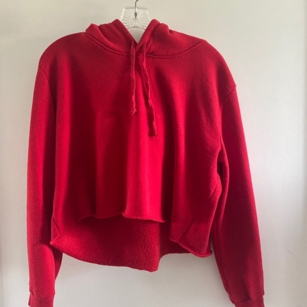 Brandy‎ Melville Lennon thermal hoodie red cropped